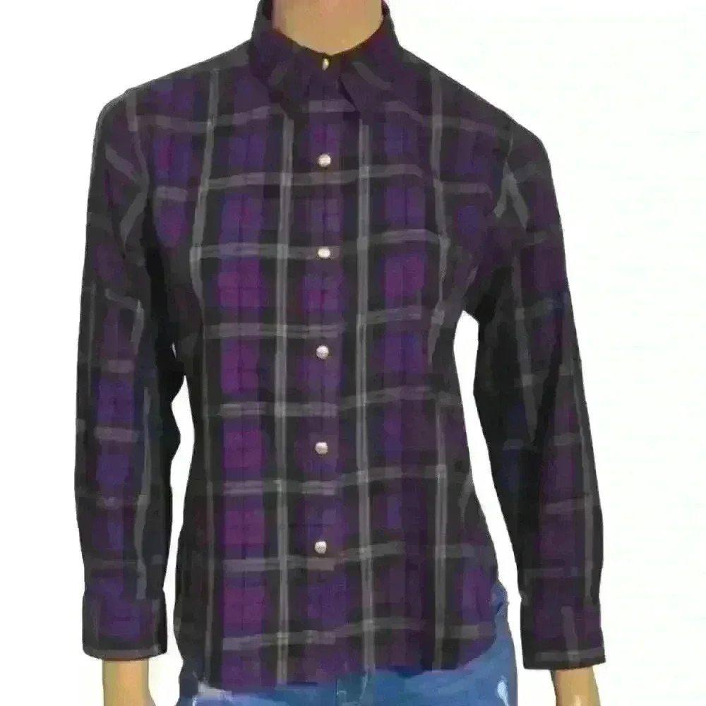 NWT Chaps purple, tan, black and gold plaid long sleeve button down shirt sz 1x